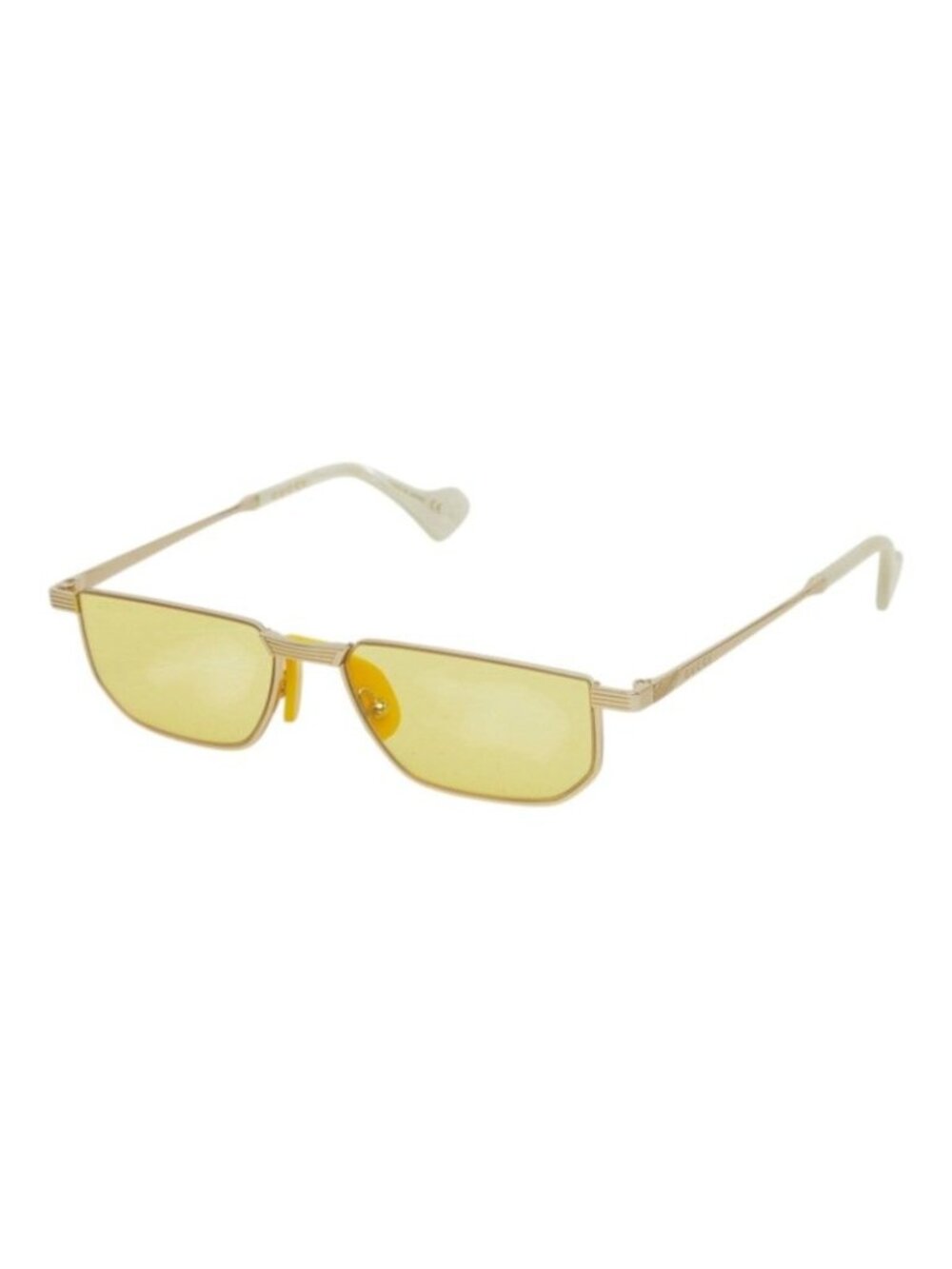 Gucci Sunglasses Yellow Gold White Acetate Plated Rubber Eyewear